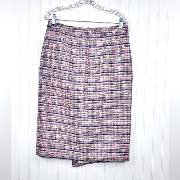 Halogen Women's Pencil Skirt Faux Wrap Button Tweed‎ Size 10 - Picture 2 of 7